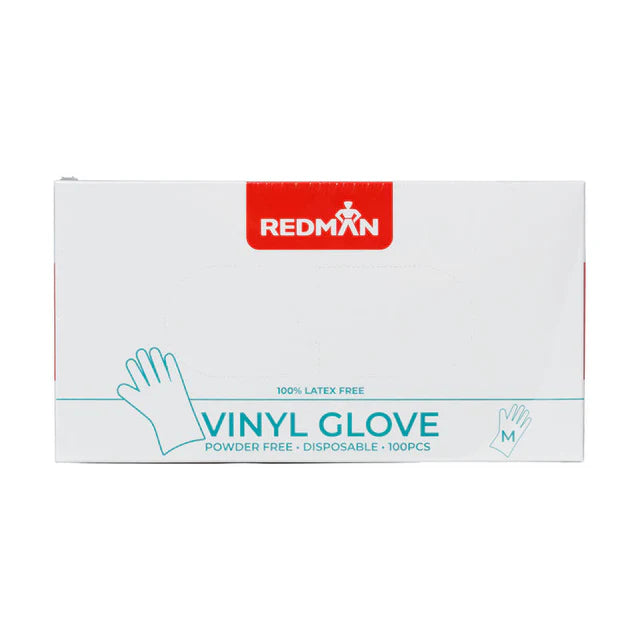 Redman Gloves Vinyl (Powder Free) M - 100 Pc