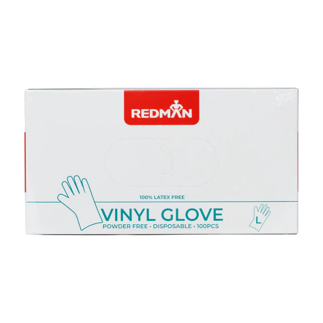 Redman Gloves Vinyl (Powder Free) L - 100 Pc