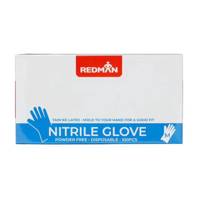 Redman Gloves Nitrile Blue(Powder Free) M - 100 Pc