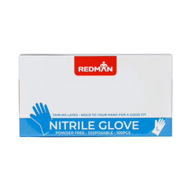 Redman Gloves Nitrile Blue(Powder Free) L - 100 Pc