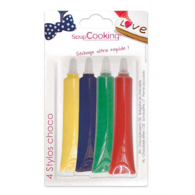 Scrapcooking Chocolate Pen Red Blue Yellow Green  - X25 G