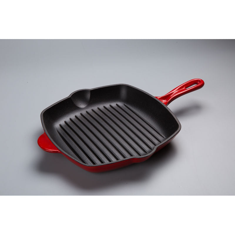 Redman 28Cm Square Cast Iron Enamel Grill Pan Red  - 1 Pc
