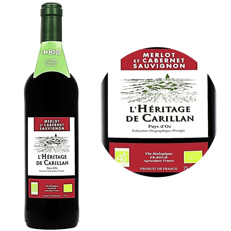 Lh&Eacute Red Wine-Organic Merlot, Cabernet Sauvignon Red Wine Pays Doc Pgi - 750 Ml