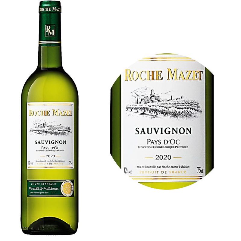 Roche Mazet White Wine-Sauvignon Blanc Igp Pays Doc White Wine 2021-2023 - 750 ml