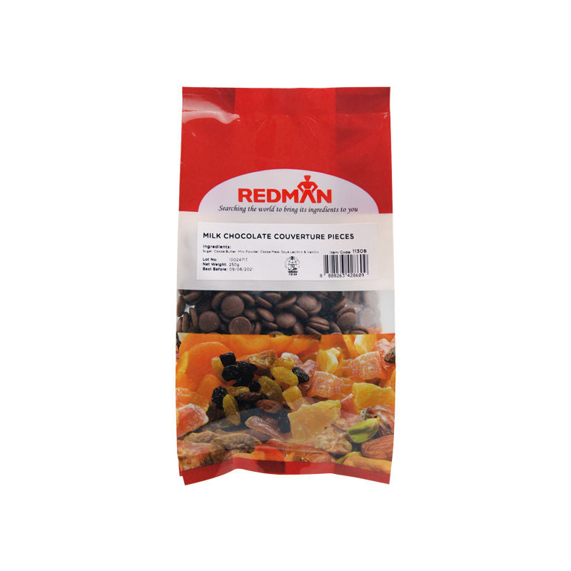 Redman Milk Chocolate Couverture Pieces - 250 G
