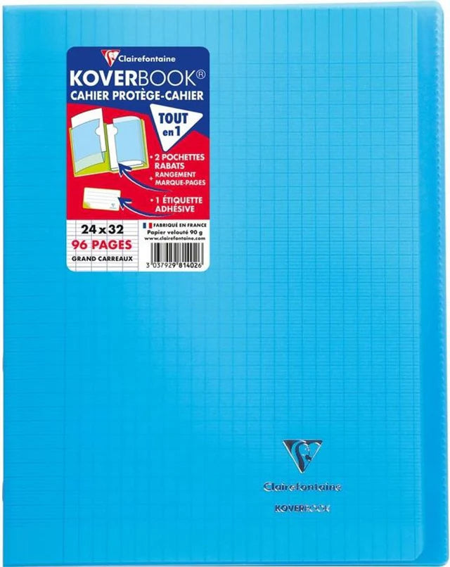 Clairefontaine Notebook Cover Large Squares Blue - 1 Pc