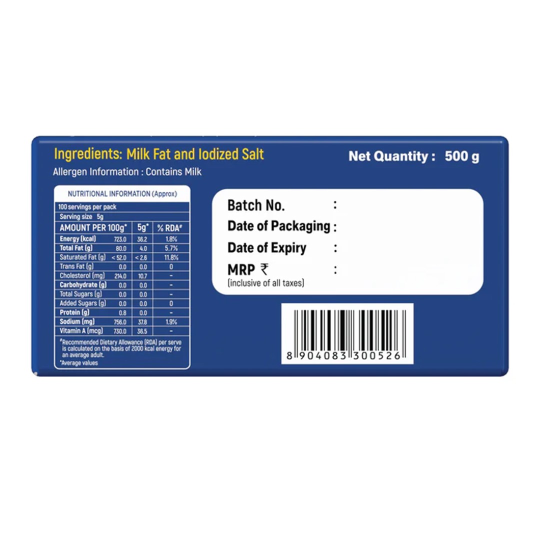 Milky Mist Table Butter SALTED (Chilled) - 500 g