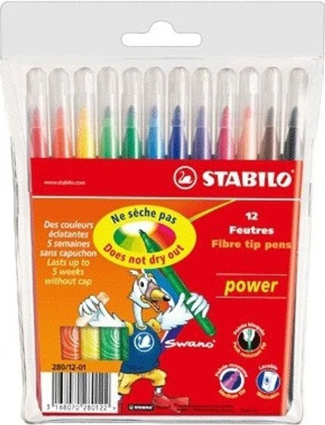 Stabilo 12 Power Felt-Tip Pens Assorted