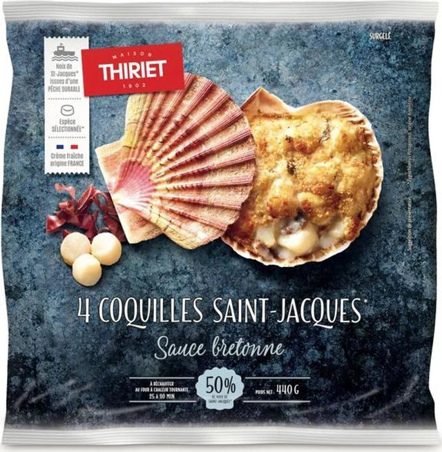 Thiriet Scallop Shells With Breton Sauce-  440 g (4 Pieces)