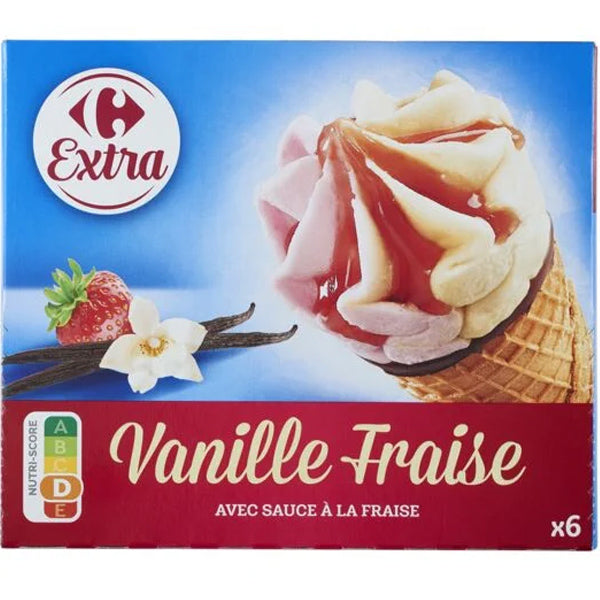Carrefour Strawberry Vanilla Ice Cones  -  66 G