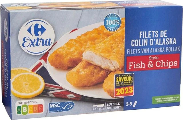 Carrefour Alaska Pollock Fillets Fish & Chips Style  - 400 G