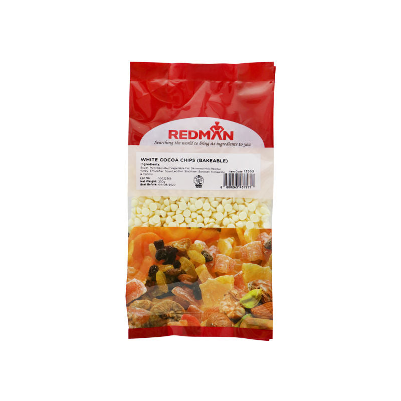 Redman White Cocoa Chips (Bakeable) - 250 G