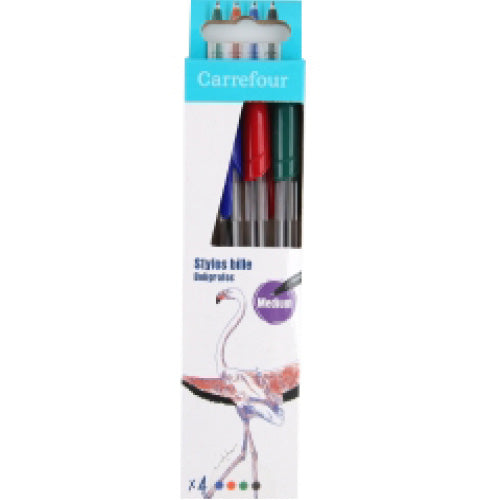 Carrefour Pack Of 4 Ballpoint Pen Assorted  -  4Pc