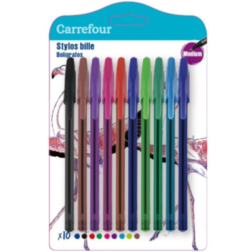 Carrefour Pack Of 9 Ballpoint Pen Assorted  -  9Pc