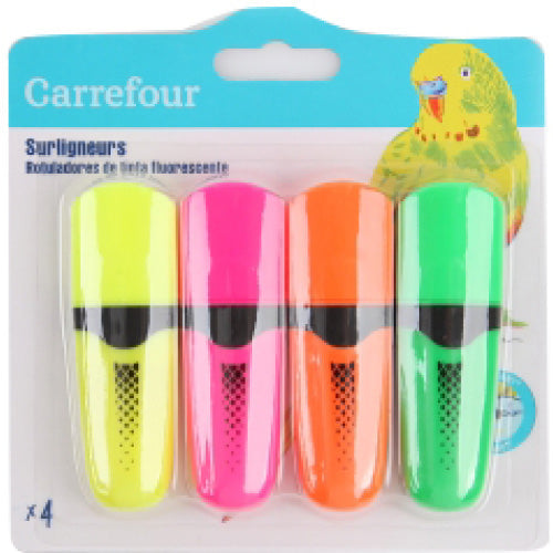 Carrefour Pack Of 4 Small Highlighter Assorted  -  4Pc