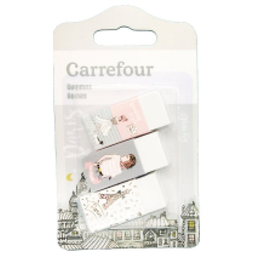 Carrefour Pack Of 3 Fun Erasers Pink Range  -  3Pc