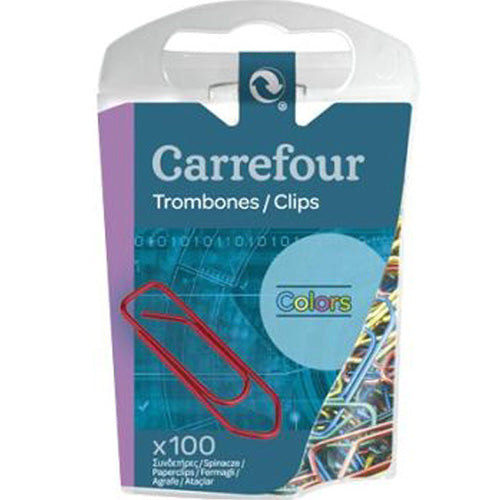 Carrefour Box Of 100 Colour Paperclips  - 100 Pc