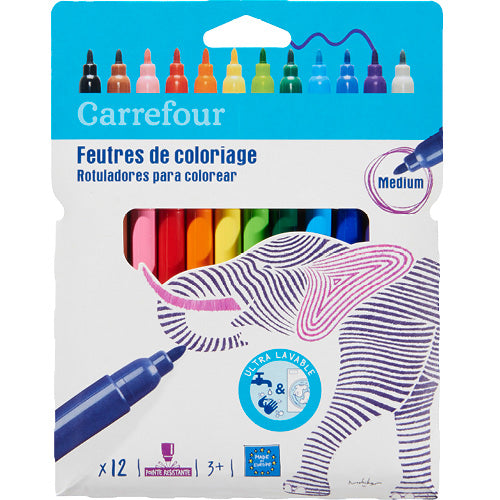 Carrefour Pack Of 12 Marker Pens Assorted  - 12Pc