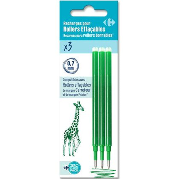 Carrefour Green Erasable Rollerball Pen Refills  -  3Pc