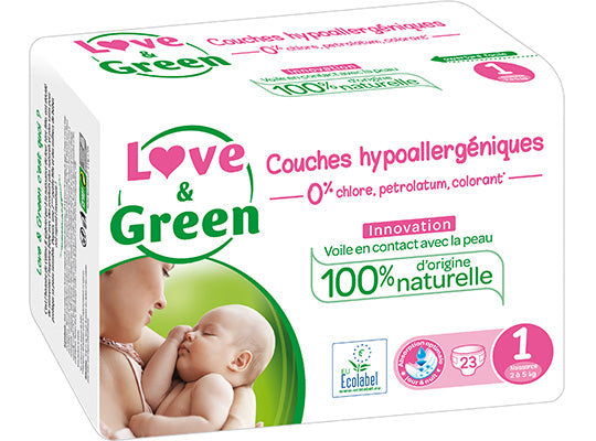 Love & Green Hypoallergenic Nappies T1 2-5Kg  - 23Pc
