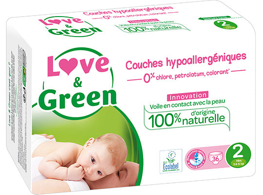 Love & Green Hypoallergenic Nappies T2 3-6Kg  - 36Pc