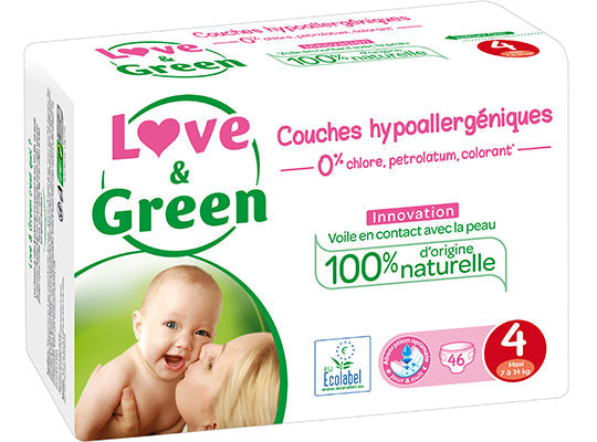 Love Green Hypoallergenic Nappies T4 7-14Kg  - 46Pc