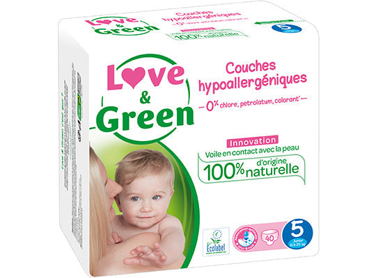 Love Green Hypoallergenic Nappies T5 11-25Kg  - 40Pc