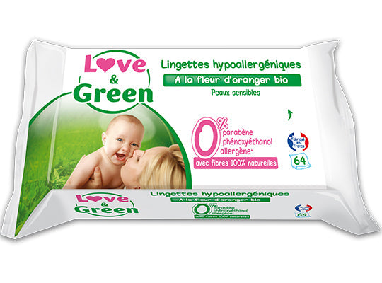 Love Green Organic Orange Blossom Baby Wipes  - 64Pc