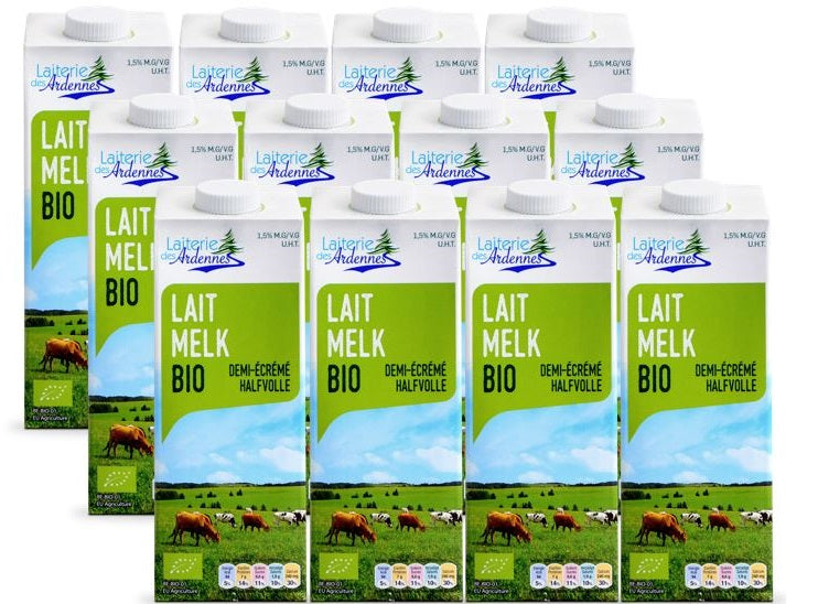 Laiterie Des Ardennes Organic Uht Semi-Skimmed Milk  - 12 x 1L