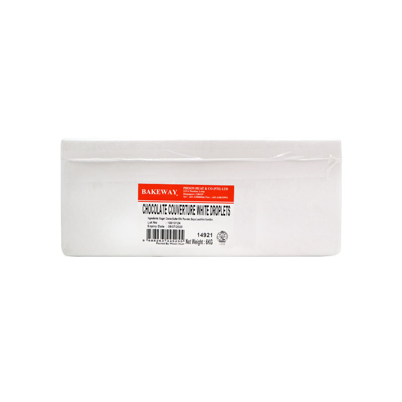 Bakeway White Chocolate Couverture Droplets - 6 Kg