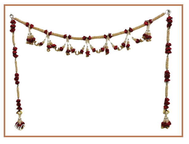 Festive Pearl Beaded with Red Rose Toran Door/ Wall Hanging Set - 1 Set