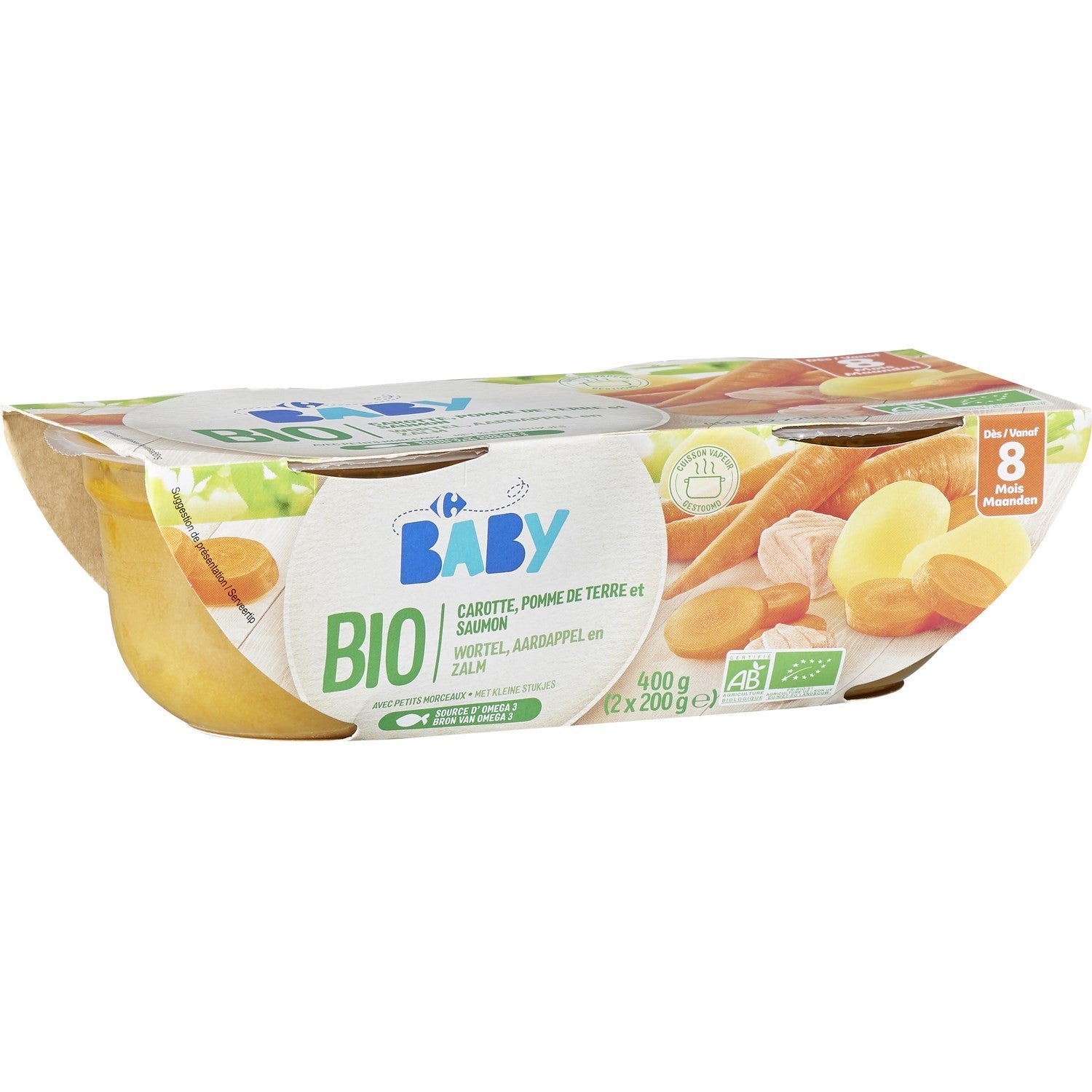 Carrefour Organic Carrot Salmon Potato 8M  - 200 G