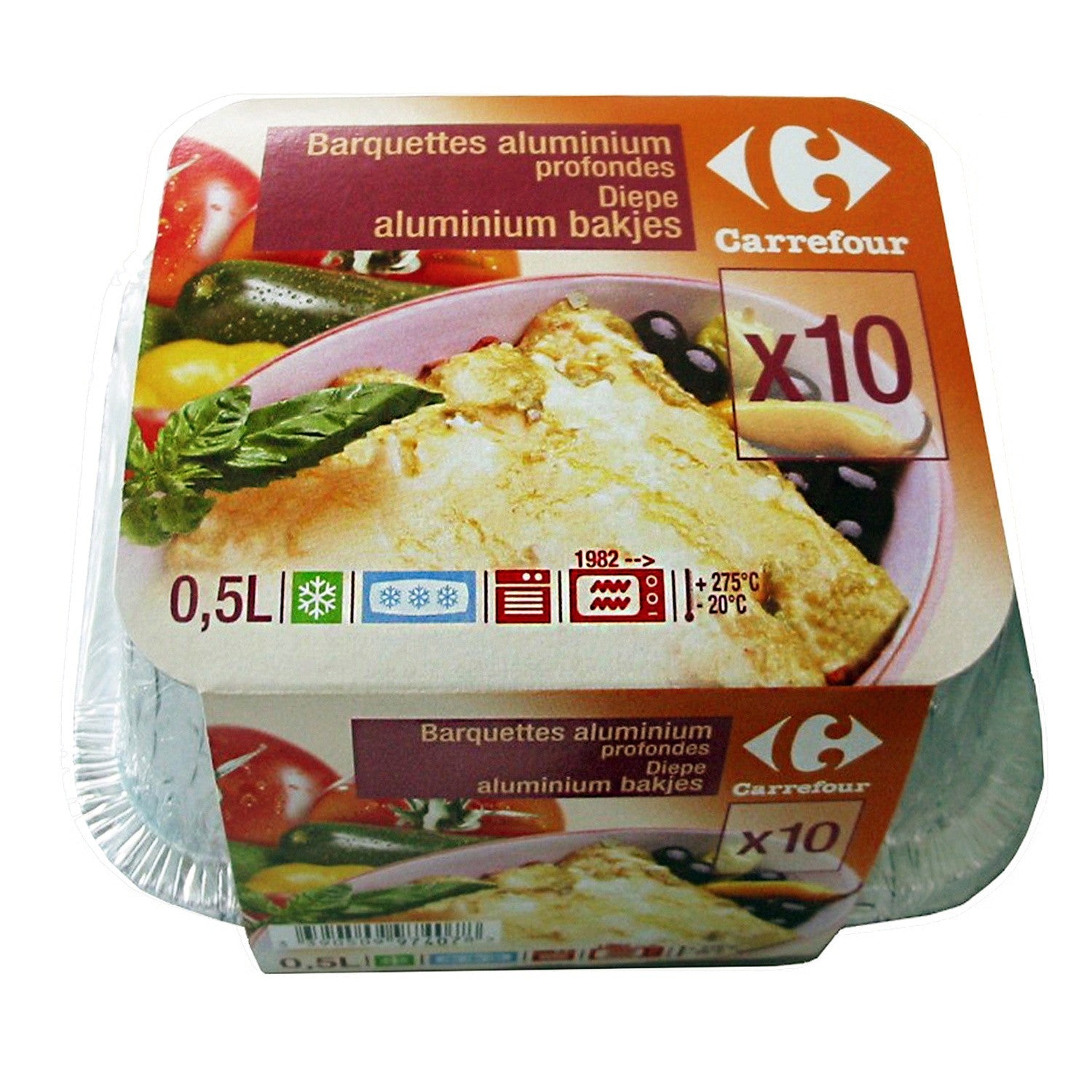 Carrefour Deep Aluminum Trays 0.5L  - 10Pc