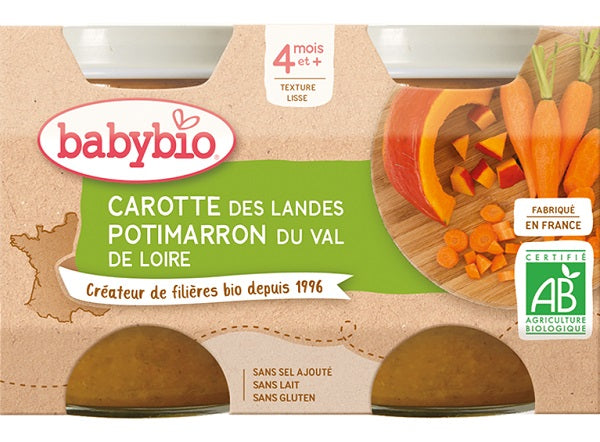 Babybio Organic Carrot Squash Baby Food  - 130 G