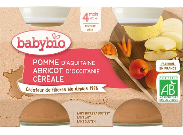 Babybio Organic Apple Apricot Cereal Puree  - 130 G