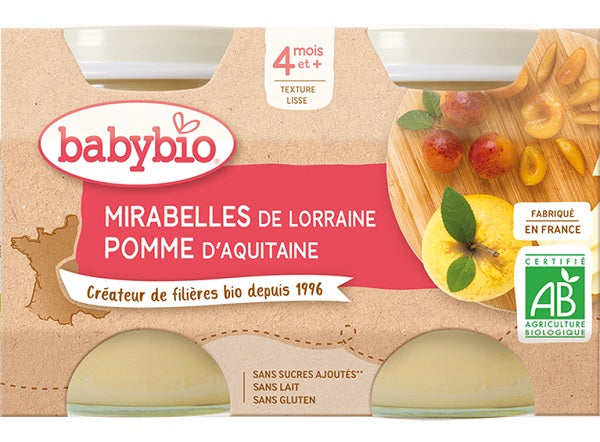 Babybio Organic Mirabelle Aquitaine Apple Puree  - 130 G