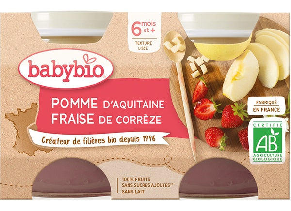Babybio Organic Aquitaine Apple Strawberry  - 130 G