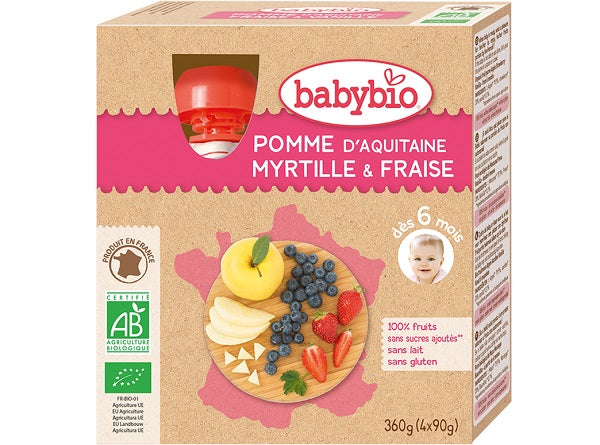 Babybio Organic Apple Blueberry Strawberry  -  90 G