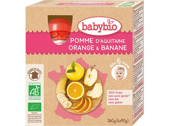 Babybio Organic Aquitaine Apple Orange Banana  -  90 G