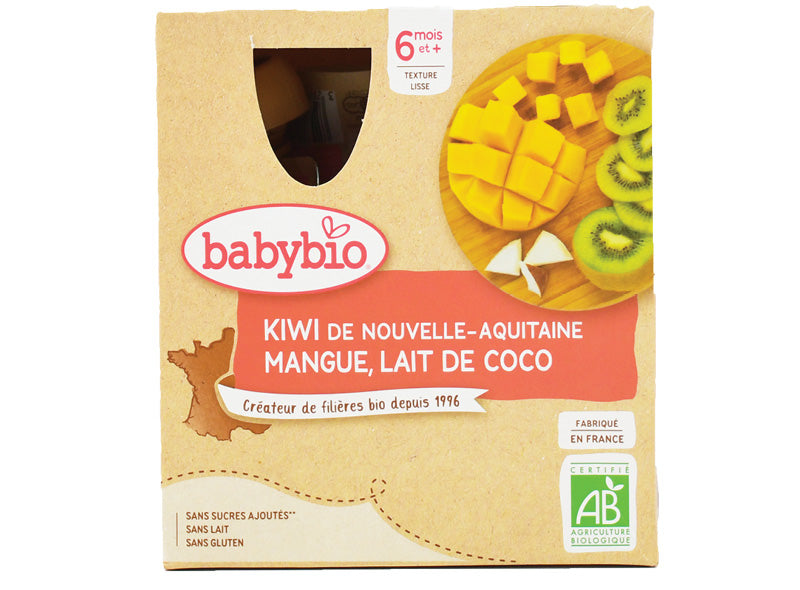 Babybio Organic Kiwi Mango Coconut Milk Puree  -  90 G
