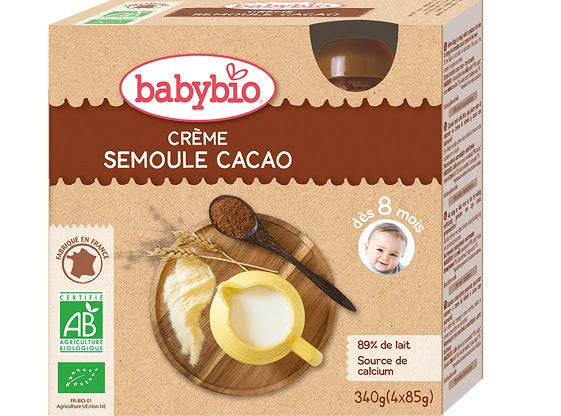 Babybio Organic Cocoa Semolina Cream  -  85 G
