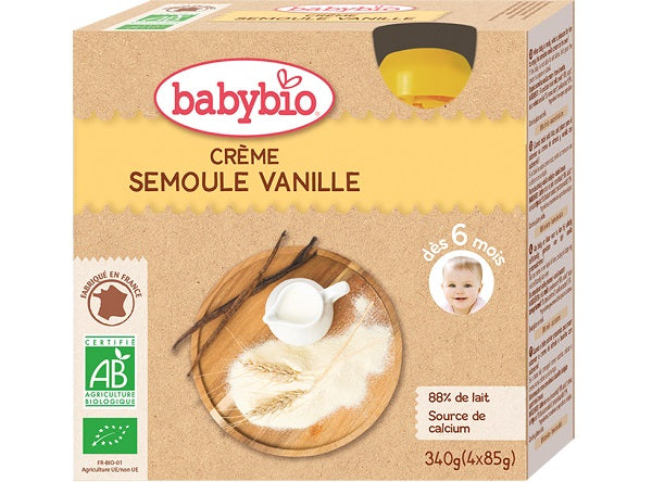 Babybio Organic Vanilla Semolina Cream  -  85 G