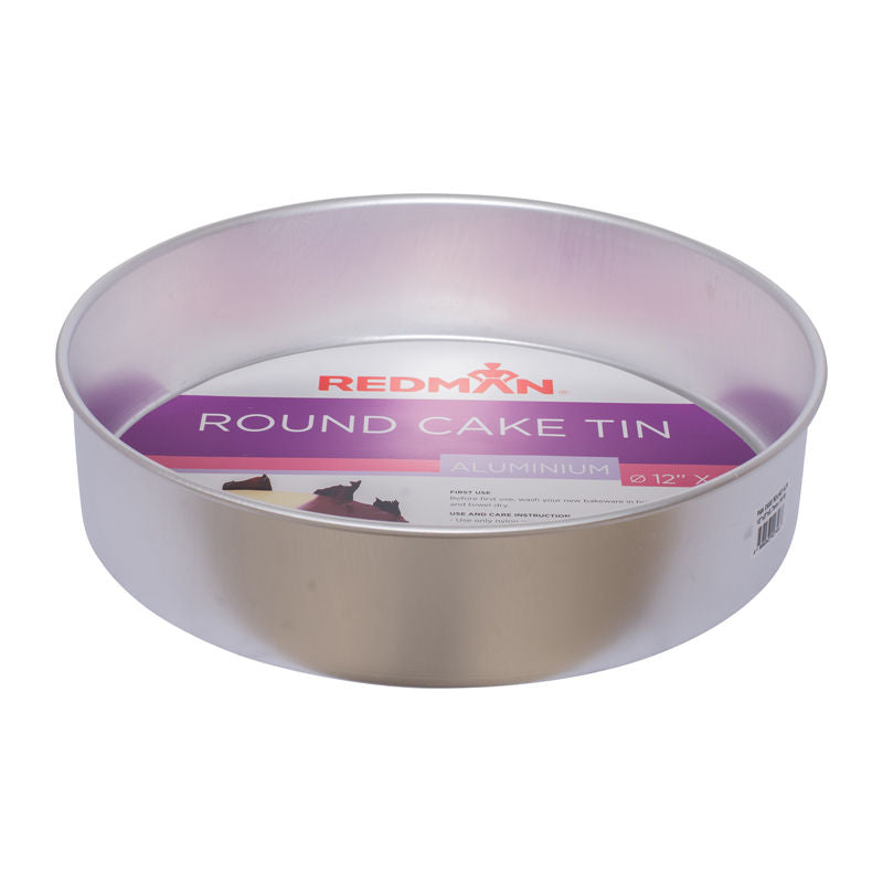 Redman Round Cake Tin Alum Anodized 12"X3" - 3 Pc