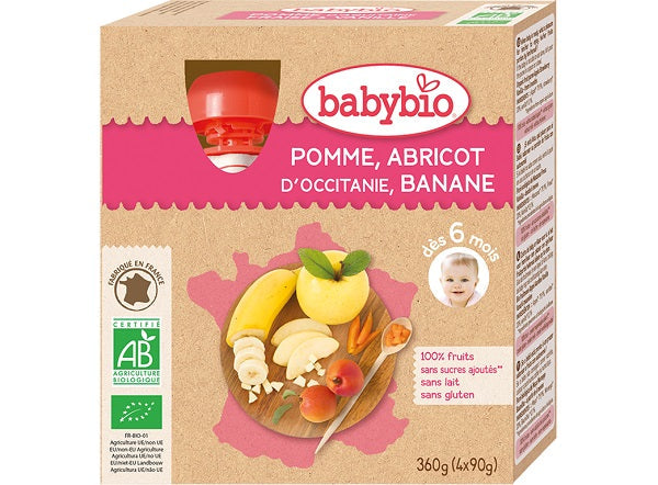 Babybio Organic Apple Apricot Banana Puree  -  90 G