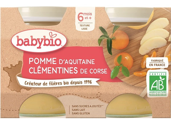 Babybio Organic Apple Clementine Baby Puree  - 130 G
