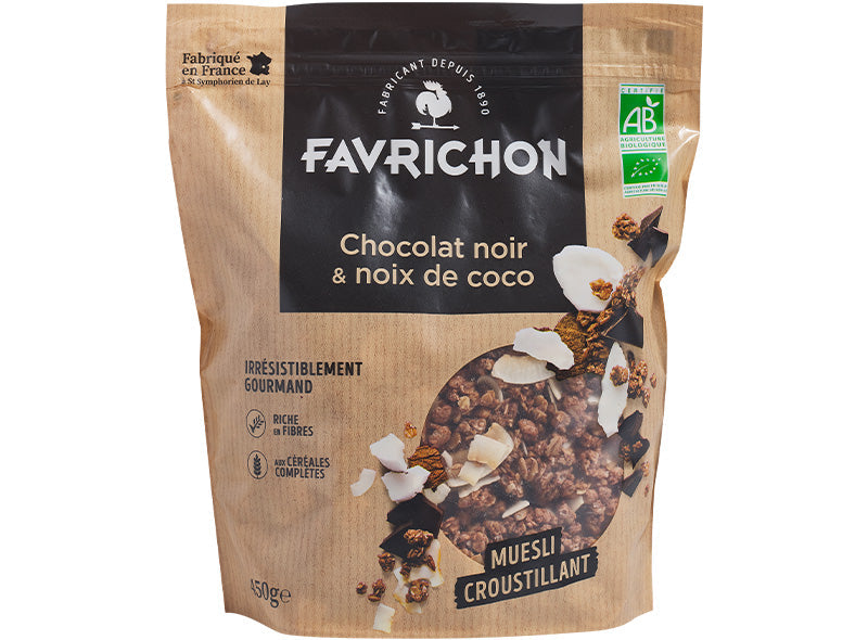 Favrichon Organic Chocolate Coconut Muesli  - 450 G