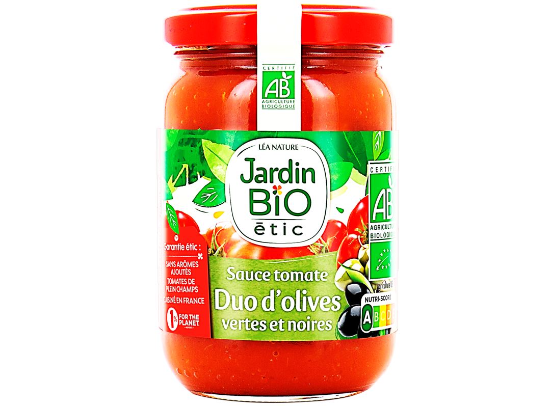 Jardin Bio Tomato Sauce Green Black Olives  - 200 G