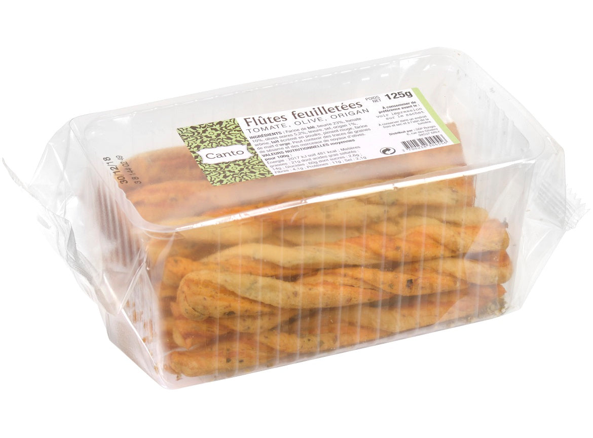 Jean D Audignac Puff Pastry Flutes Tomato Olive  - 125 G