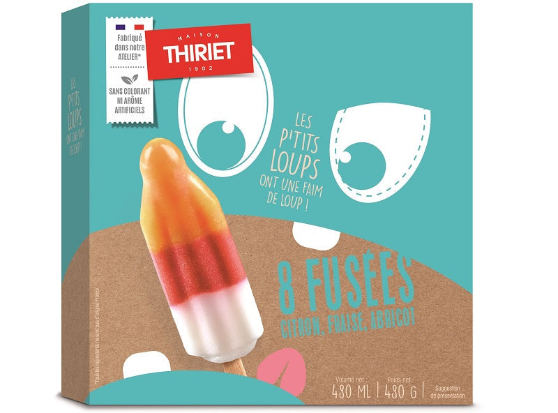 Thiriet Rockets Strawberry-Apricot-Lemon 440G  -  8Pc