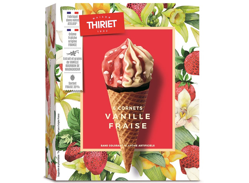 Thiriet Cones Classico Vanilla-Strawberry 444G  -  6Pc